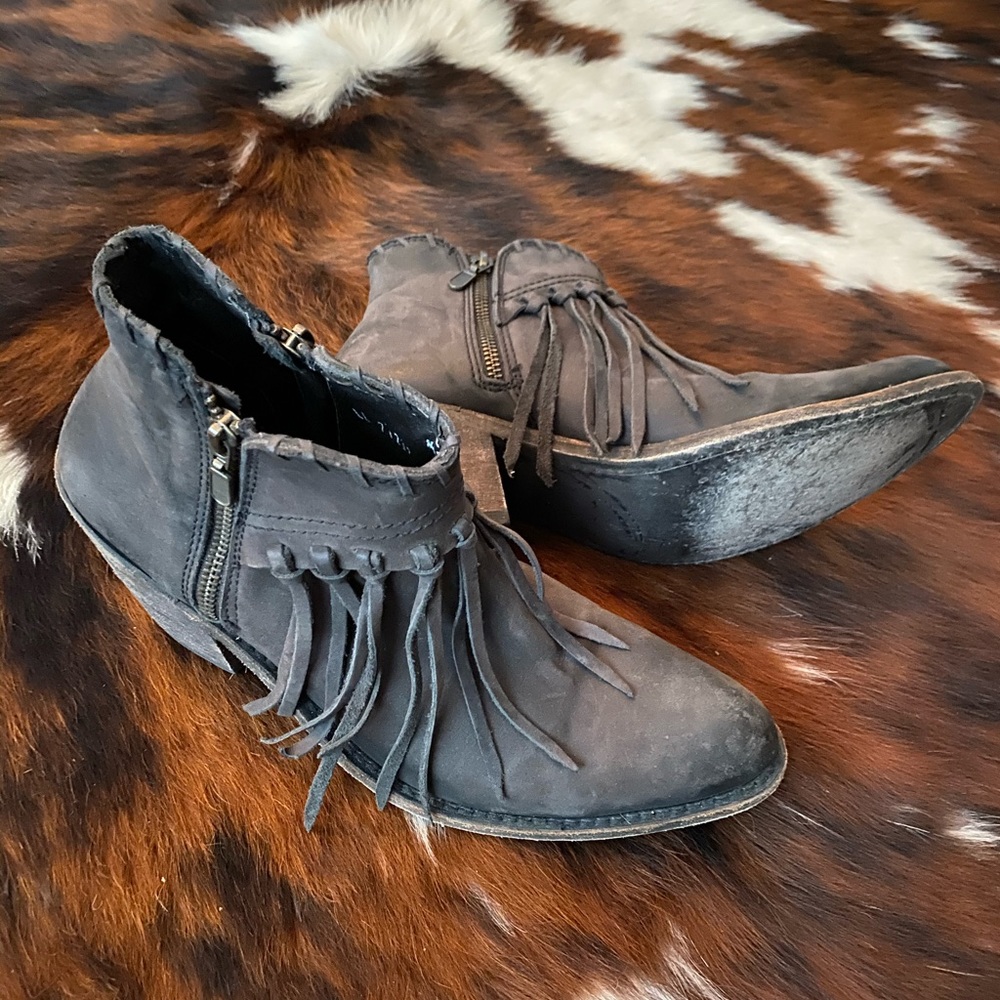 Liberty Black fringed bootie